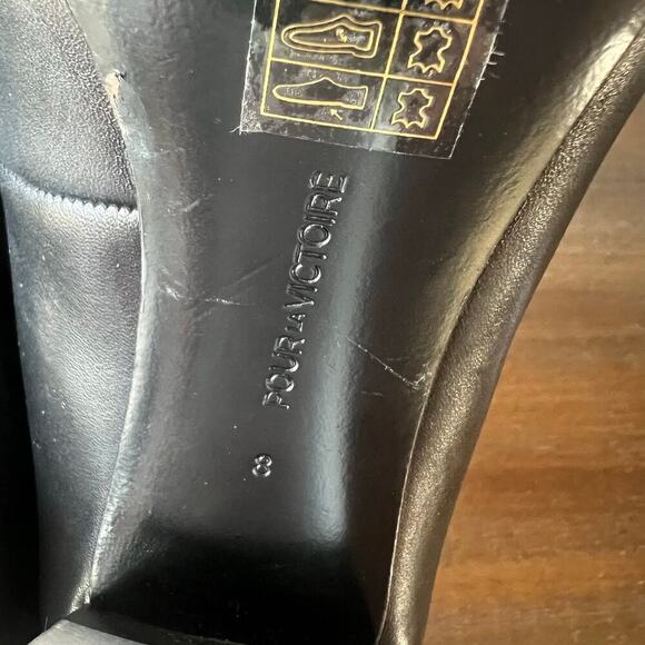 Pour La Victoire Woman’s Black Leather Bock Acrylic Heel Pumps- Size 8 - Picture 7 of 11